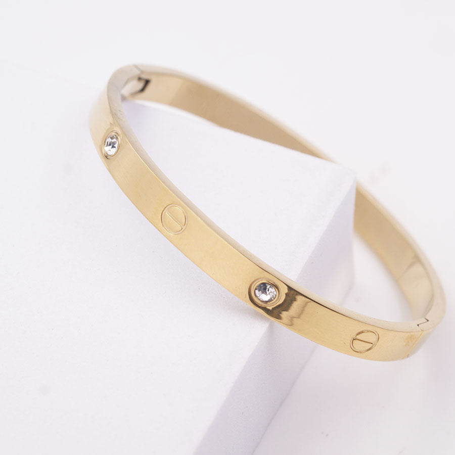 Gold Love Dimond Bangle